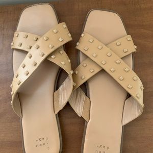 Nude studded sandals